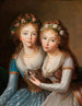 dubbelporträtt av storhertiginnorna Alexandra 1783-1801 och Hélène 1784-1803 Romanov, döttrar till tsar Paul I - Marie-Louise Élisabeth Vigée Le Brun skola — vy av konstverket