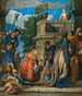 Eleganta figurer med hallebardister nära en loggia - Paolo Caliari-skolan — vy av konstverket