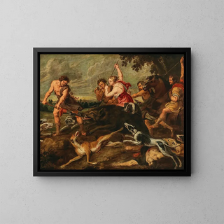 Follower of Peter Paul Rubens - Meleager and Atalante hunting the Calydonian boar.webp