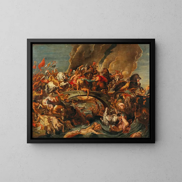 La Bataille des Amazones - Ecole de Peter Paul Rubens — inramlat konstverk på väggen