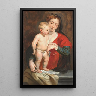 Follower of Peter Paul Rubens - The Virgin Supporting The Christ Child On A Parapet.webp