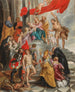 La Vierge et l'Enfant adorés par les saints - École de Peter Paul Rubens — vy av konstverket