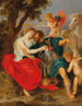 Venus avväpnar Mars - Peter Paul Rubens skola — vy av konstverket