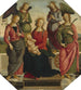 Madone och Barn med två änglar, heliga Rosa och heliga Catherine av Alexandria - Följare av Pietro Perugino — vy av konstverket