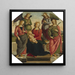 Madone och Barn med två änglar, heliga Rosa och heliga Catherine av Alexandria - Följare av Pietro Perugino — inramlat konstverk på väggen