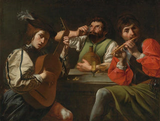 Follower of Valentin de Boulogne - Musicians And Drinkers In An Interior.webp