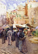 La place du marché à San Remo, Italien - Frances Hodgkins — vy av konstverket