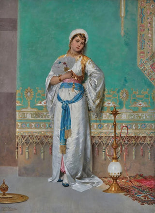 Francesco Beda - Portrait of an oriental woman with a fan.webp