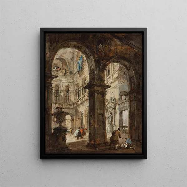 Un caprice architectural - Francesco Guardi — inramlat konstverk på väggen
