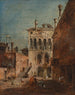 En arkitektonisk fantasibild med ett campiello - Francesco Guardi — vy av konstverket
