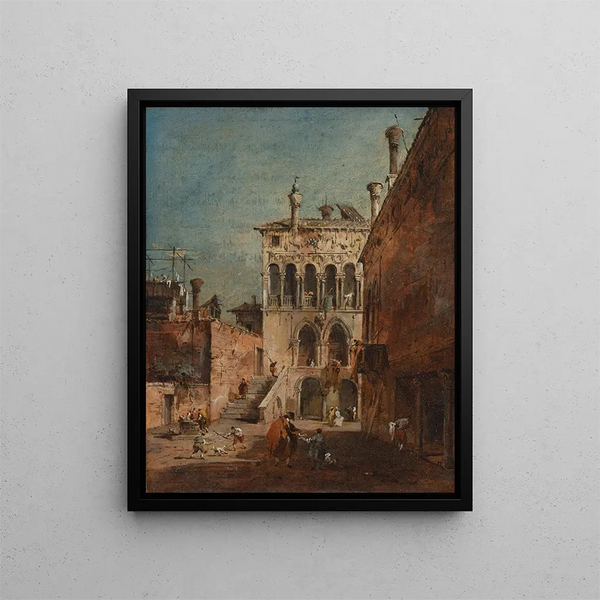 En arkitektonisk fantasibild med ett campiello - Francesco Guardi — inramlat konstverk på väggen