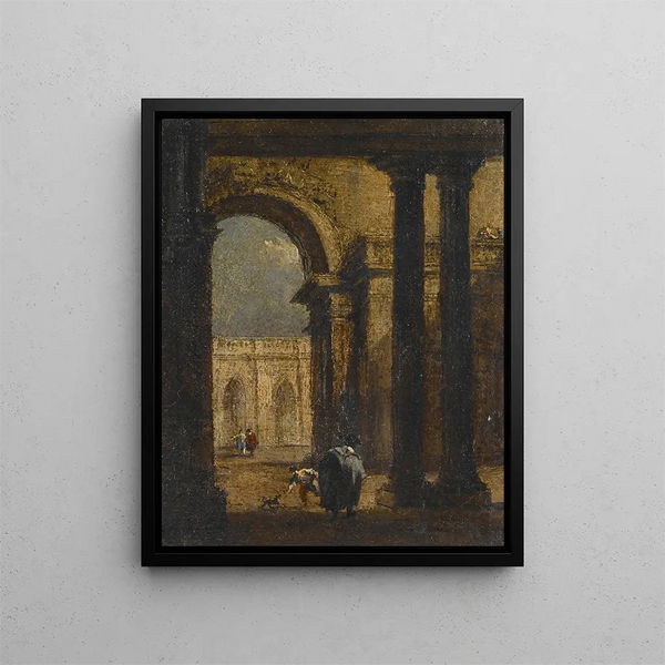 Cour du palais Capriccio - Francesco Guardi — inramlat konstverk på väggen