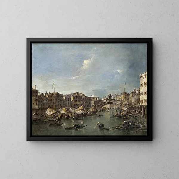 Grand Canal med Rialto-bron, Venedig - Francesco Guardi — inramlat konstverk på väggen