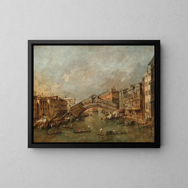 Le pont du Rialto et la Riva del Vin à Venise - Francesco Guardi — inramlat konstverk på väggen