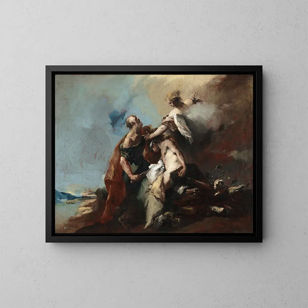 Le Sacrifice d'Isaac - Francesco Guardi — inramlat konstverk på väggen