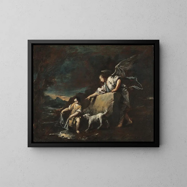 Tobias och ängeln - Francesco Guardi — inramlat konstverk på väggen