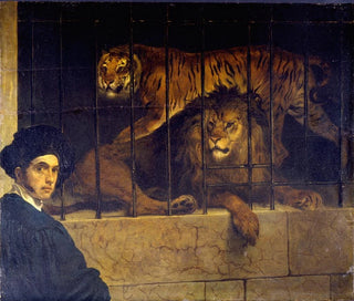 Francesco Hayez - Selfportrait with Tiger and Lion.webp