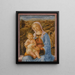 La Vierge et l'Enfant assis sur le rebord d'une fenêtre Un paysage au-delà - Francesco Pesellino — inramlat konstverk på väggen