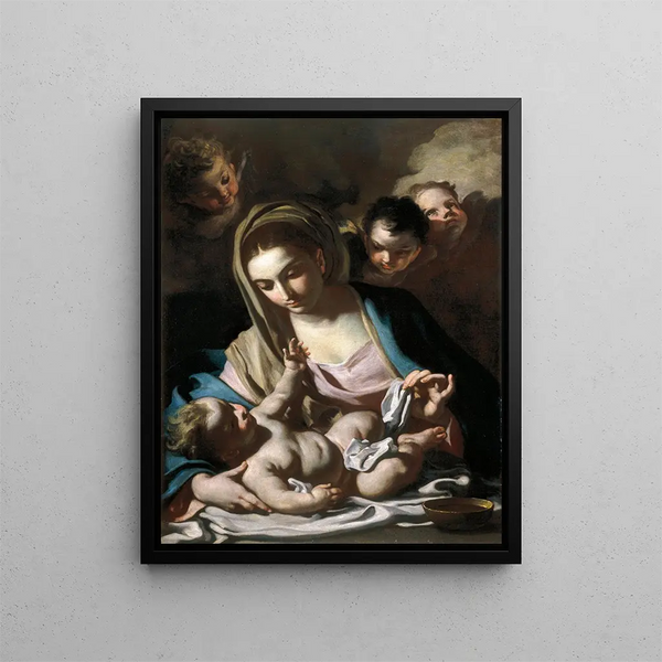 Vierge à l'Enfant - Francesco Solimena — inramlat konstverk på väggen