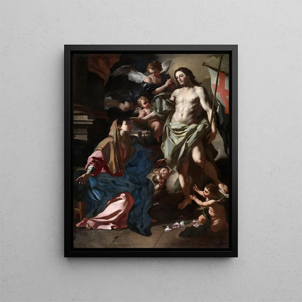 Le Christ ressuscité apparaissant à la Vierge - Francesco Solimena — inramlat konstverk på väggen