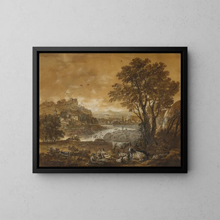 Francesco Zuccarelli - A Landscape with Shepherds Resting Under a Tree by a Cascade.webp