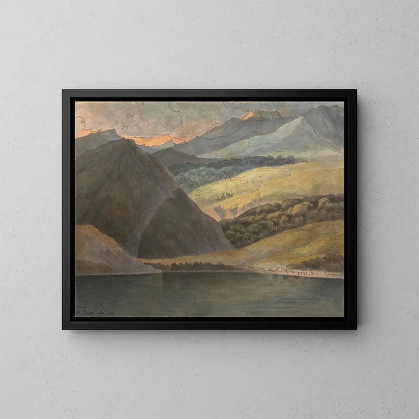 Vue sur le lac Majeur au crépuscule - Francis Towne — inramlat konstverk på väggen