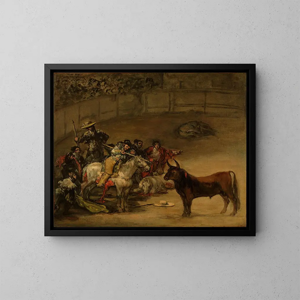 Lutte de taureaux, suerte de varas - Francisco de Goya — inramlat konstverk på väggen