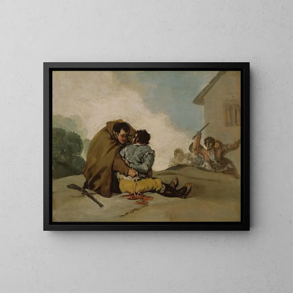 Le frère Pedro attache El Maragato avec une corde - Francisco de Goya — inramlat konstverk på väggen