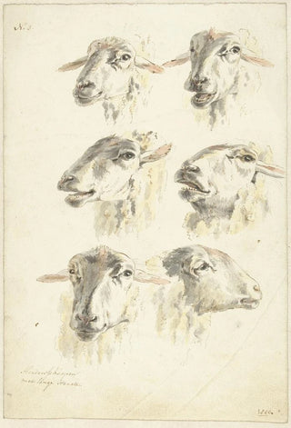 Franciscus Andreas Milatz - Studieblad met zes schaapskoppen.webp