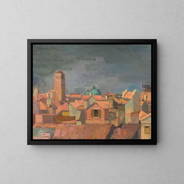 Vue d'une ville italienne - Franciszek Bartoszek — inramlat konstverk på väggen