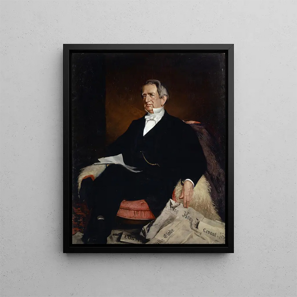 porträttet av den amerikanske statssekreteraren William H. Seward - Frank Buchser — inramlat konstverk på väggen