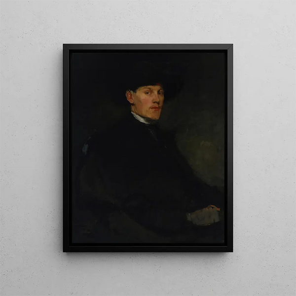 Porträtt av en ung man - Frank Duveneck — inramlat konstverk på väggen