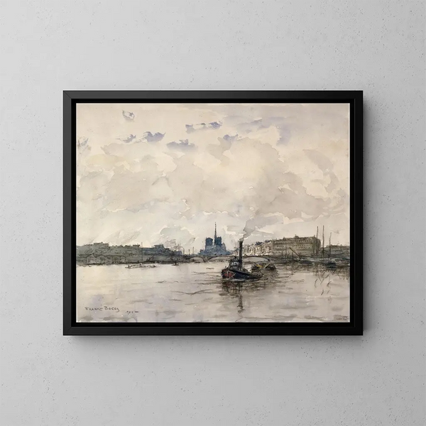Vue de la Cité en amont du quai Henri IV - Frank Myers Boggs — inramlat konstverk på väggen