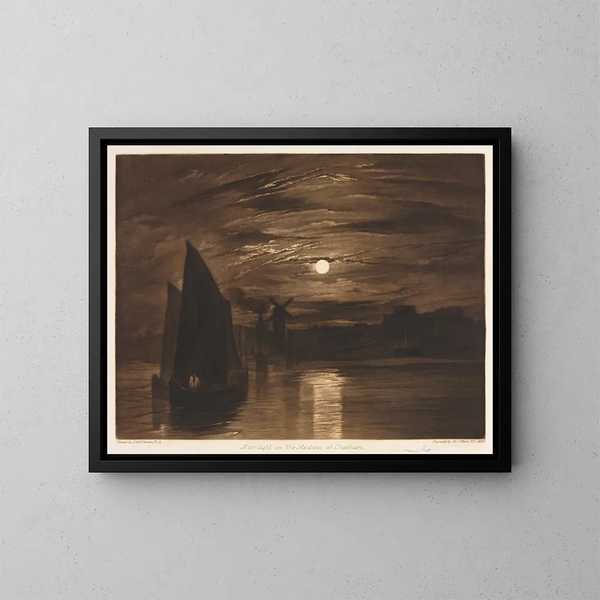 Lumière de lune sur la Medway à Chatham - Frank Short — inramlat konstverk på väggen