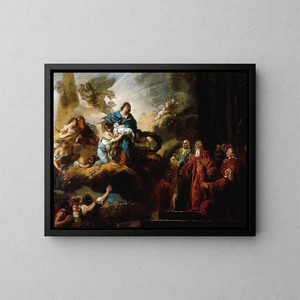 Allégorie de la naissance du dauphin le 22 octobre 1781 - François-Guillaume Ménageot — inramlat konstverk på väggen