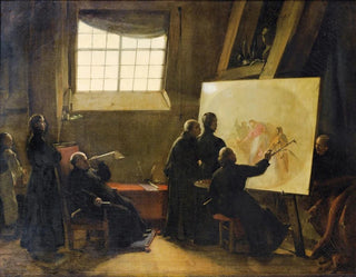 FranoisMarius Granet - Padre Pozzo Painting In His Studio Surrounded By Monks Of His Order.webp