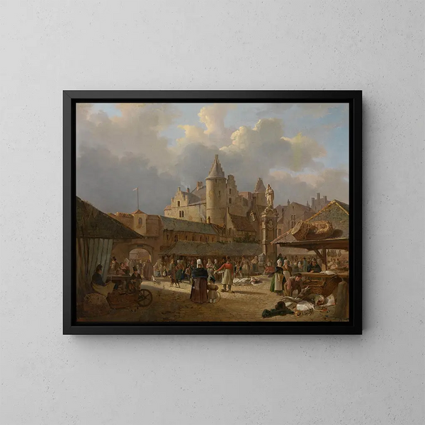 Le vieux marché aux poissons d'Anvers - François Antoine Bossuet — inramlat konstverk på väggen