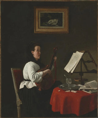 Franois Bonvin - Young Woman with a Mandolin Portrait of Louison Khler.webp