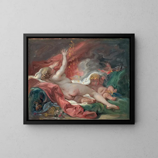 Studie av Dana och guldregnet - François Boucher — inramlat konstverk på väggen