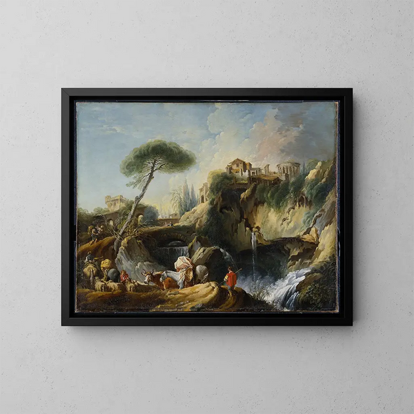 Vue de Tivoli avec le temple de Vesta - François Boucher — inramlat konstverk på väggen