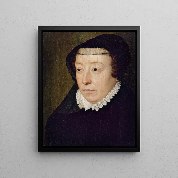 Porträtt av Catherine de Médicis 1519-1589 drottning av Frankrike - François Clouet — inramlat konstverk på väggen