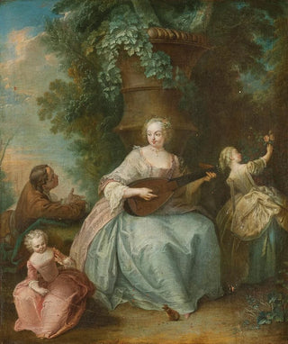 Franois Octavien - Jeune femme jouant dun instrument et enfant tenant un rat.webp