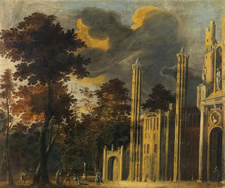 Franois de Nom - The beheading of a Saint in front of a cathedral.webp