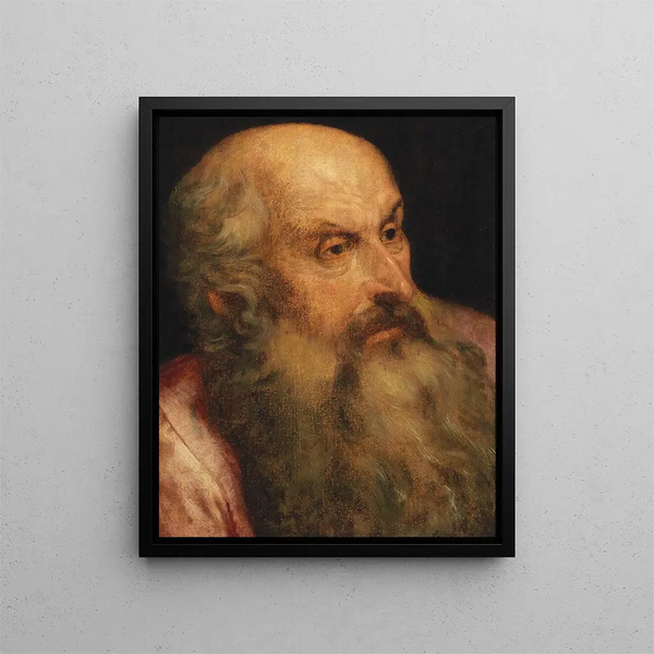 Studie av en skäggig man - Frans Floris — inramlat konstverk på väggen