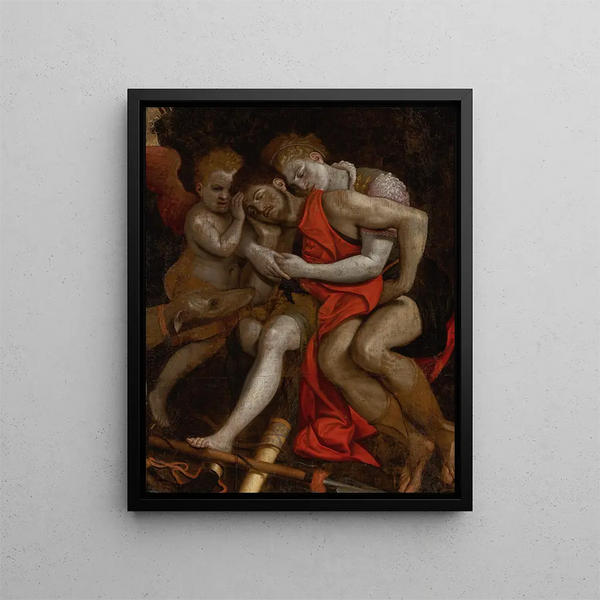 Venus gråter över Adonis död - Frans Floris — inramlat konstverk på väggen