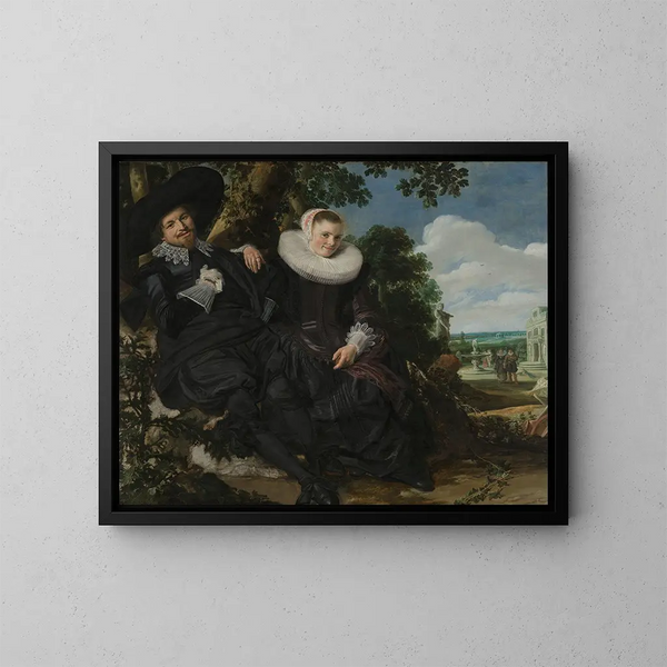 porträtt av ett par, troligen Isaac Abrahamsz Massa och Beatrix van der Laen - Frans Hals — inramlat konstverk på väggen
