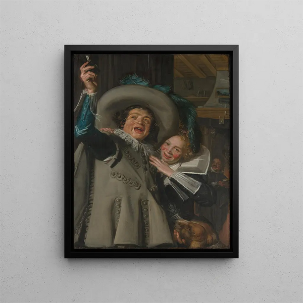 Ung man och kvinna i ett värdshus - Frans Hals — inramlat konstverk på väggen