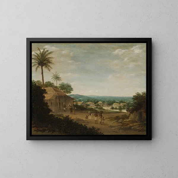 den brasilianska byn - Frans Post — inramlat konstverk på väggen