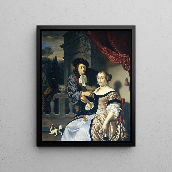 En man och en kvinna - Frans van Mieris den äldre — inramlat konstverk på väggen