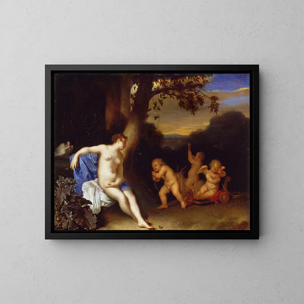 Venus och Cupido - Frans van Mieris den äldre — inramlat konstverk på väggen